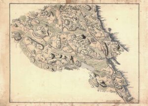 Historisk karta över trakten mellan Spånga kyrka och Ulriksdal 1799