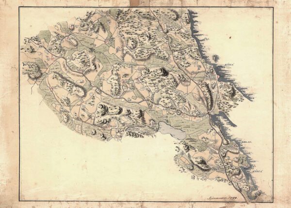 Historisk karta över trakten mellan Spånga kyrka och Ulriksdal 1799