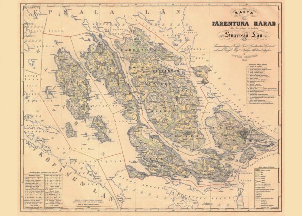 Historisk karta över Färentuna Härad eller det fordom så kallade Svartsjö Län 1853