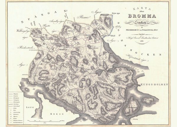 Historisk karta över Bromma och Sollentuna 1829