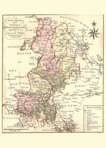 Historisk karta över Uppsala hövdingadöme 1801