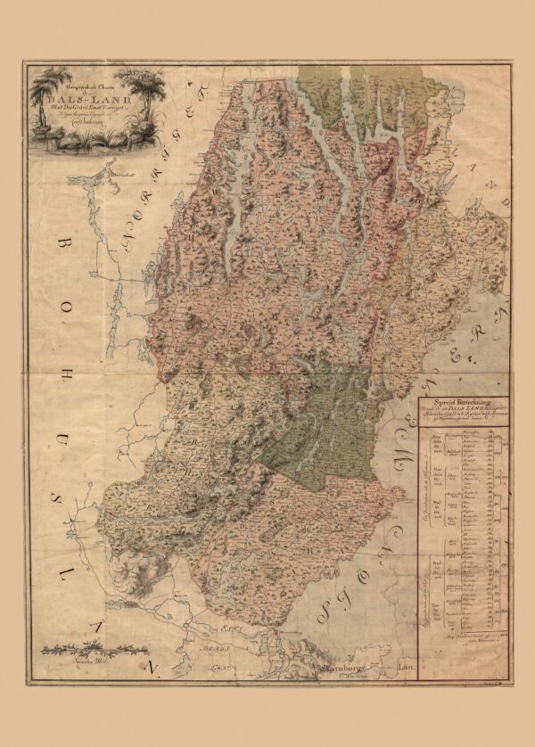 Historisk karta över Dalsland 1680-90