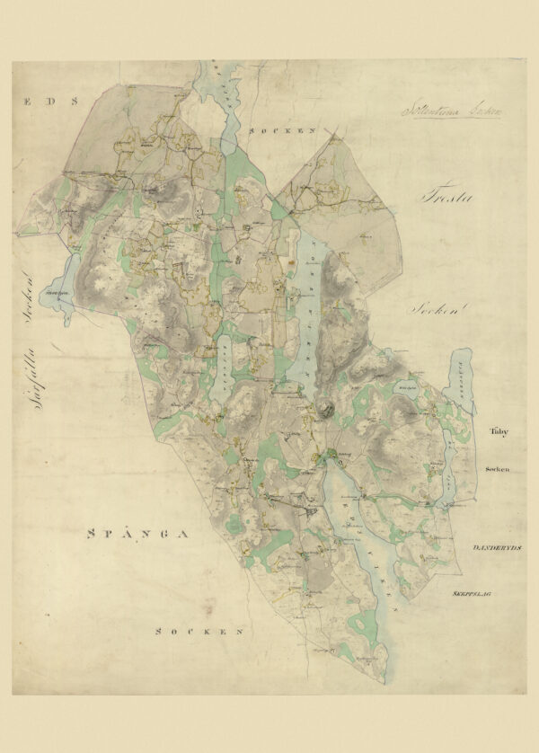 Historisk karta över Sollentuna socken 1850