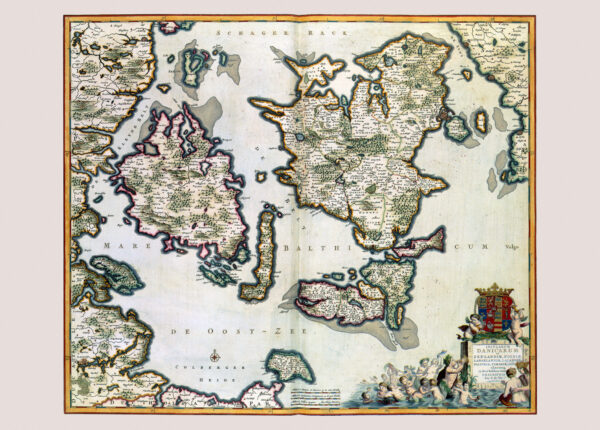 Historisk karta över del av Danmark innan 1689.