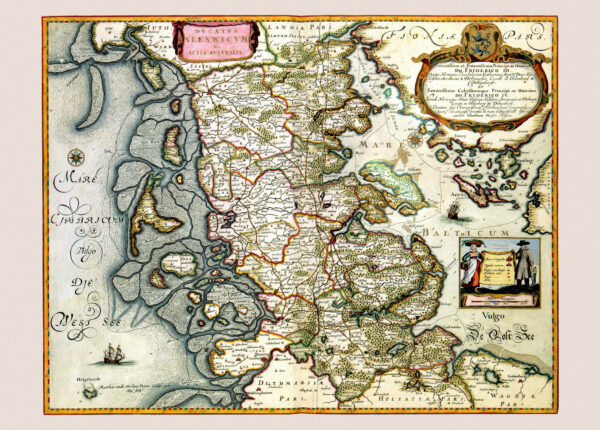 Historisk karta över Schleswig-Holstein 1600-tal.