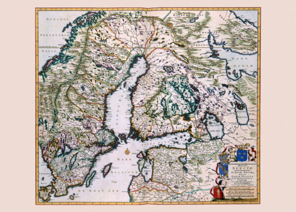 Historisk karta över Sverige och Finland 1600-tal.