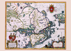 Historisk karta över Uppland 1600-tal.