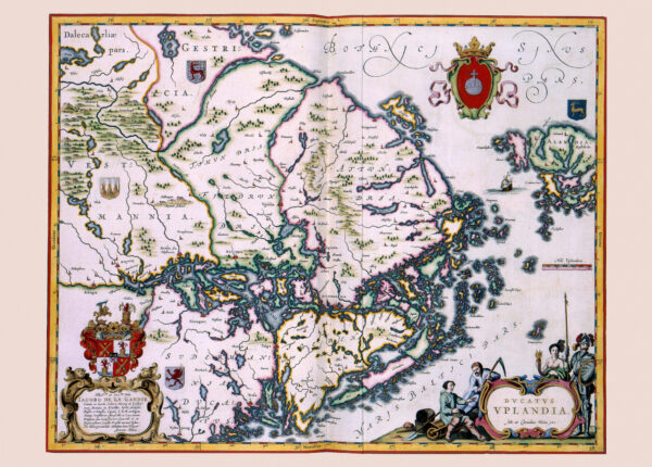 Historisk karta över Uppland 1600-tal.