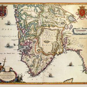Historisk karta över Stavanger stift i Norge 1638.