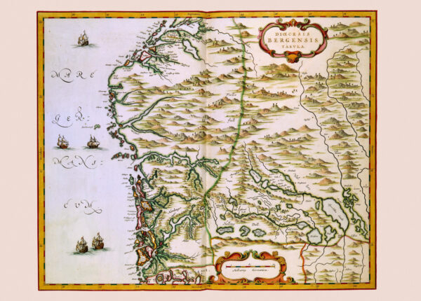 Historisk karta över Bergens stift i Norge 1662.