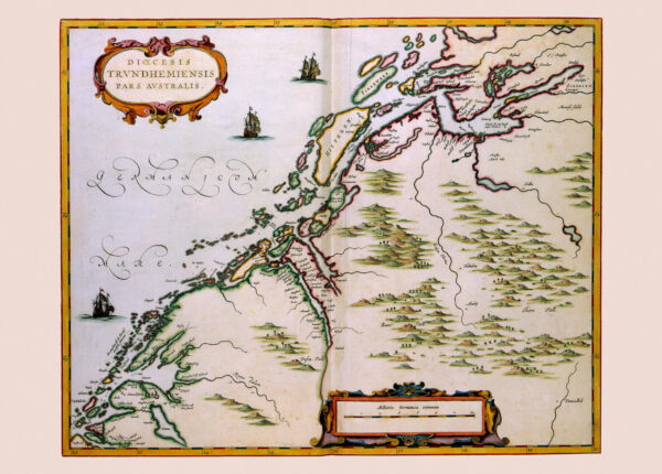 Historisk karta över del av Trondheims stift i Norge 1662.